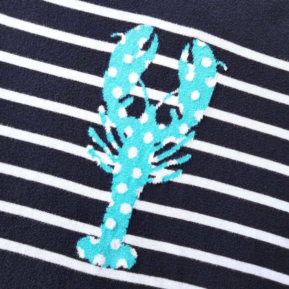 Crown & Ivy Sweater Navy White Turquoise Lobster Size Petite Small - Picture 5 of 9